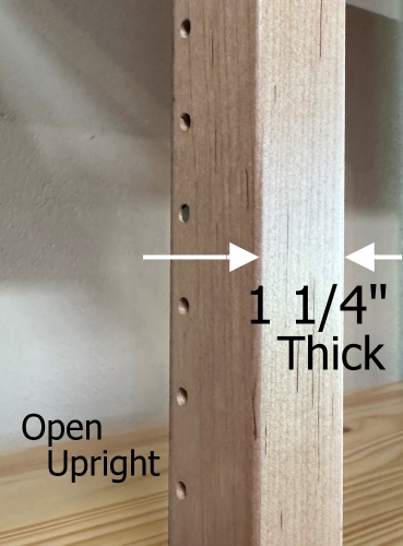 Open upright in solid maple, 1 1/4 inch thick